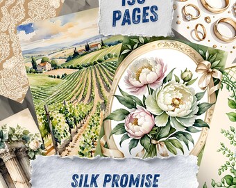 Sage Green Junk Journal Pages, Garden Wedding Scrapbook Paper, Botanical Printable Ephemera, Eucalyptus Watercolor Bridal Art Journal Kit