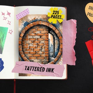 Páginas para diário de arte industrial com estilo vintage, papel para scrapbook urbano, itens imprimíveis steampunk, kit de diário de arte grunge em aquarela com tema de tijolos. imagem 4
