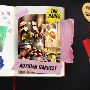 Autumn Countryside Ephemera Printables, Pumpkin Porch Farmhouse Scrapbook Paper, Chestnut Hay Bale Collage Sheets, Cottage Junk Journal Kit image 4