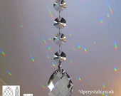 Hanging Mobile Crystal Suncatcher 50mm Pear Rainbow Prism Feng Shui with 4x 14mm Swarovski Octagons can also add to a Mobile or Wind Chime.