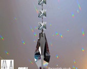 Hanging Crystal Suncatcher 63mm Arrow Rainbow Prism Feng Shui with 3x 14mm Full Lead Squares also use as a Mobile or add to a Wind Chime.