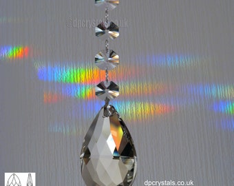 Mobile Hanging Crystal Suncatcher 76mm Wand 4x Octagon Rainbow Prism Feng Shui