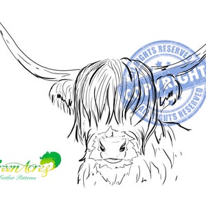 Highland Cow Leather Tooling Pattern