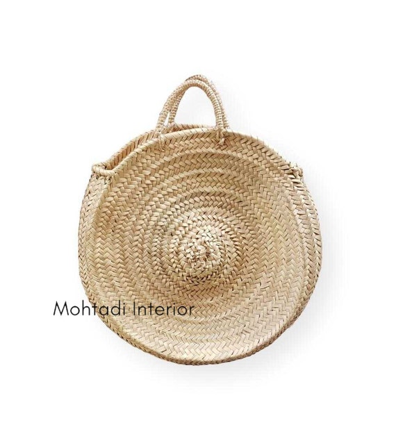Tissé Petit Panier Marocain Fait Sac Rond Main 80wNnvm