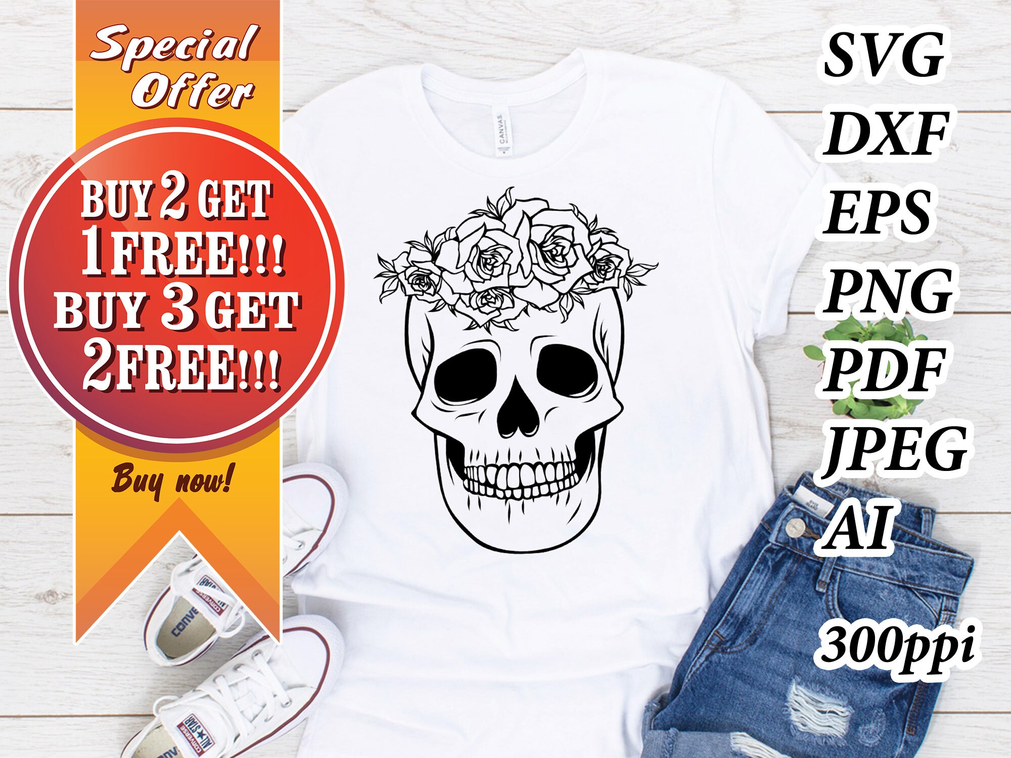 Free Free 285 Flower Skull Svg Free SVG PNG EPS DXF File