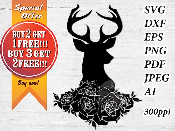 Download Free Deer Svg Hunting Svg Flower Deer Png Deer With Flowers Svg Etsy SVG Cut Files