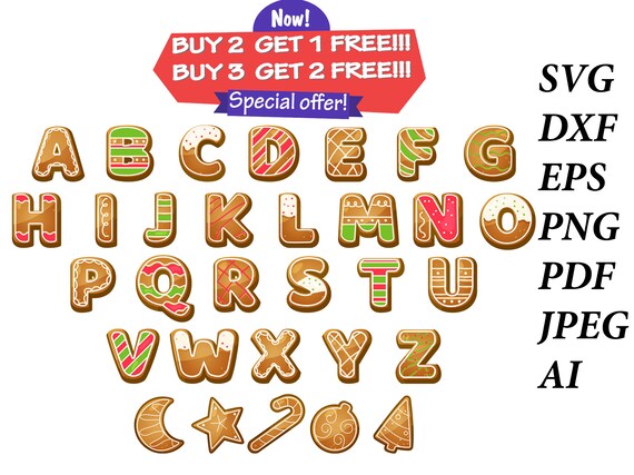 Download Gingerbread Alphabet Svg Christmas Alphabet Svg Font Svg Etsy