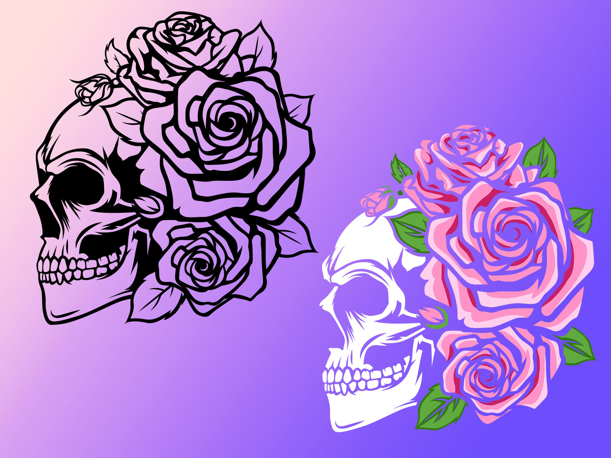 Floral Skull SVG Gotihic SVG Flower skeleton Svg Tattoo skull | Etsy