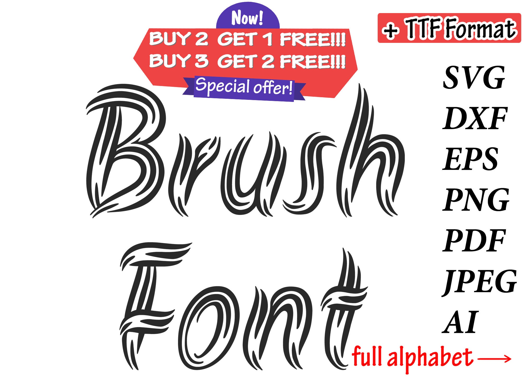 Brush Alphabet Svg Brush Font SVG Cut file Vector Font TTF | Etsy