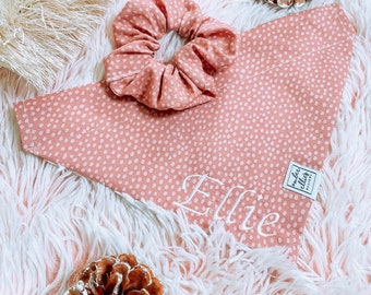 Matching Dog Bandana & Scrunchie Set - Pink Polka