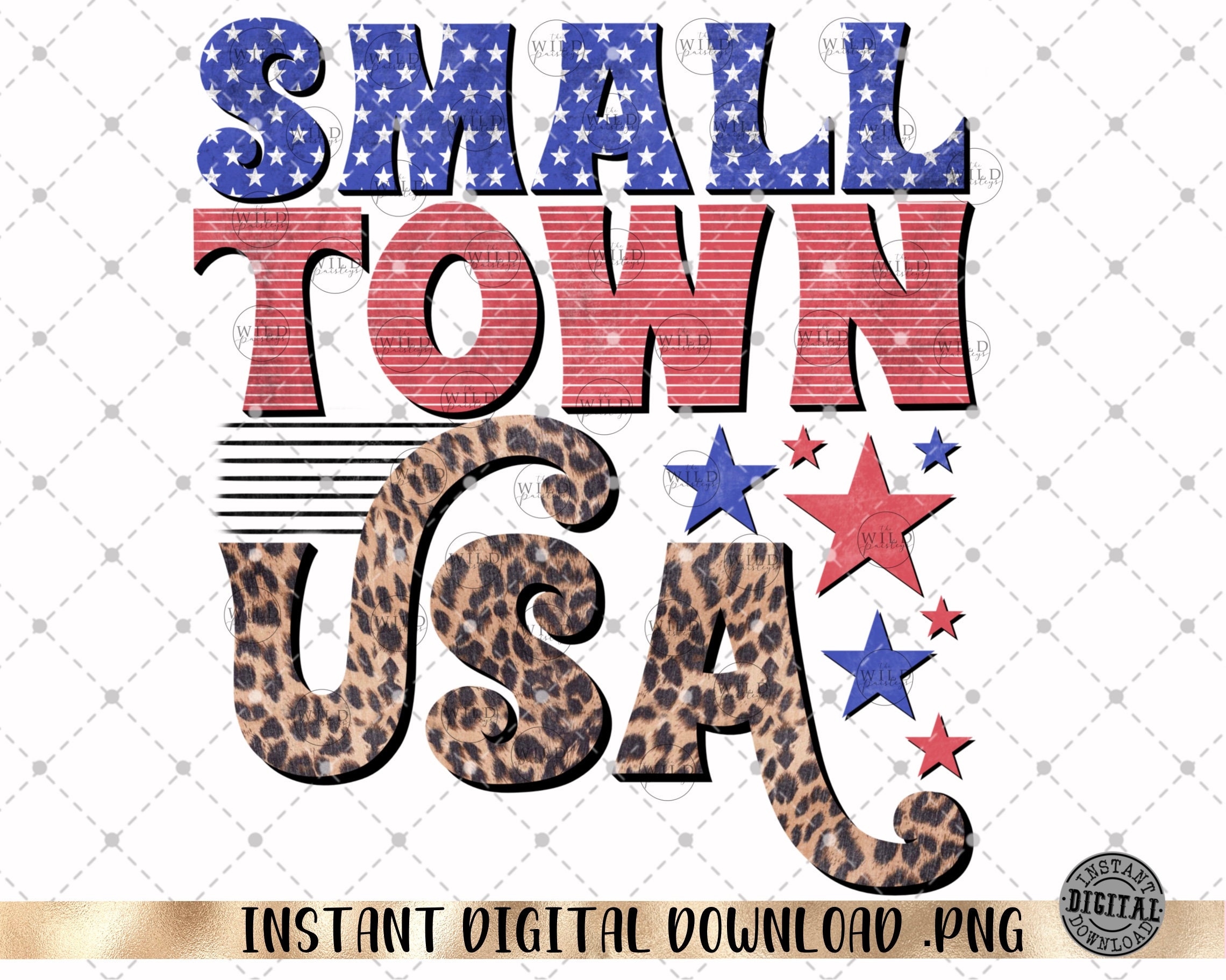 DIGITAL Small Town USA Patriotic PNG Digital File Only Instant Digita…