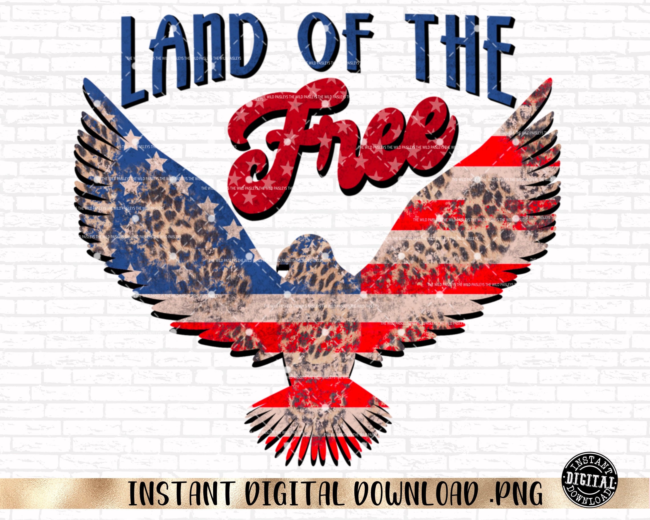 DIGITAL Land of the Free Patriotic PNG Digital File Only Instant Digi…