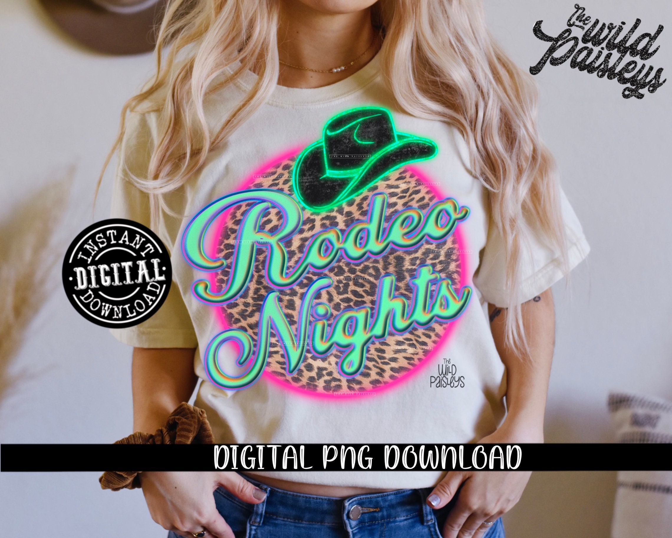 DIGITAL Rodeo Nights Western png Digital File Only Instant Digital Do…