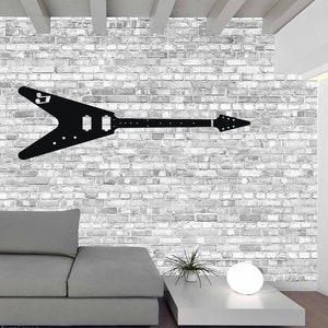 Flying V Guitar Plasma Cut Metal Wall Art Man Cave Metal sign, CNC plasma cut metal sign, home made in the UK