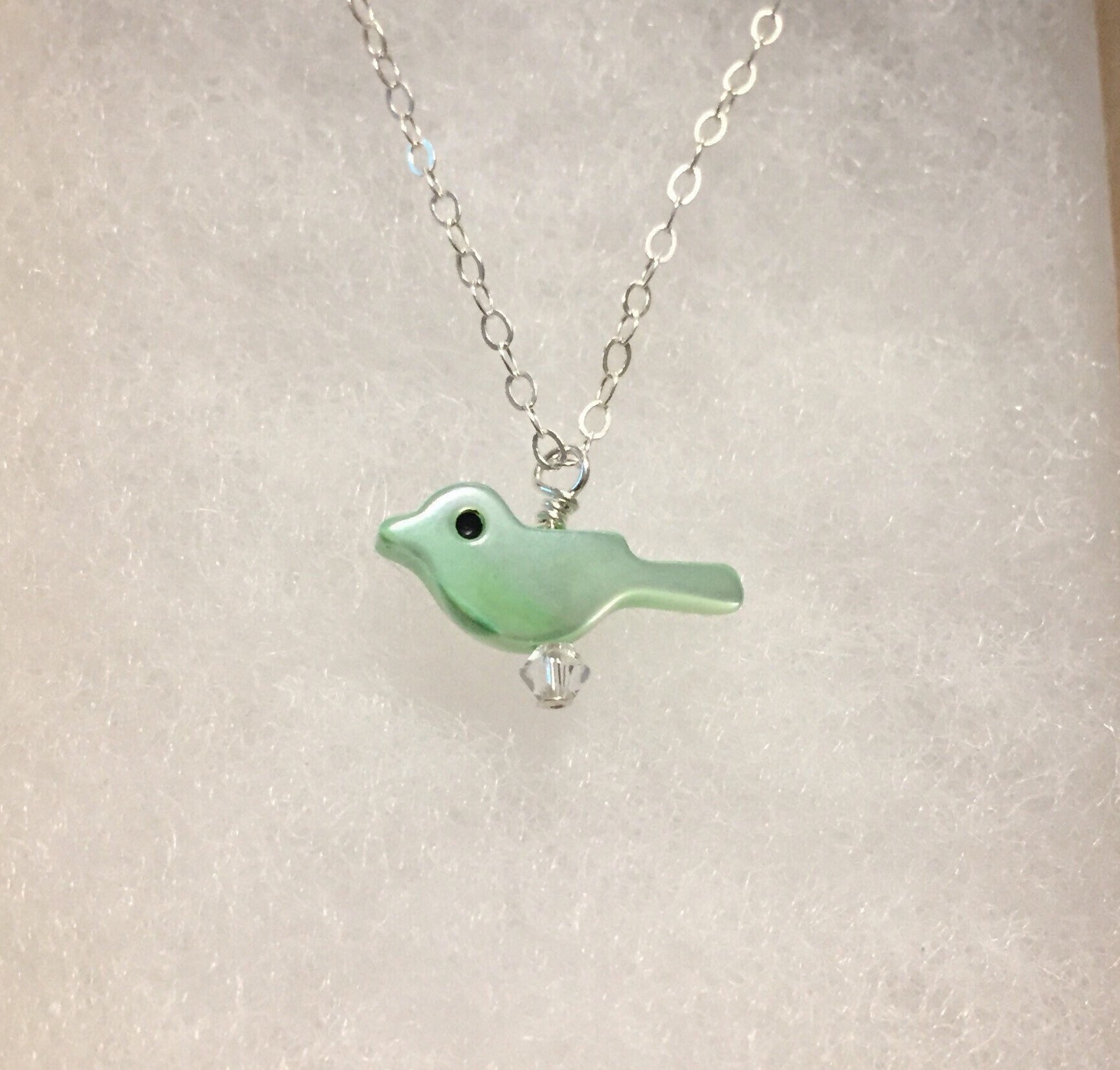Little Bird Necklace in Sterling Silver with a Swarovski Etsy