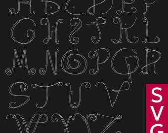 Krullend Salomon-alfabet SVG-bundel | Decoratieve letters PNG | Monogram | Cricut SVG | Sierlijk lettertype | Commercieel