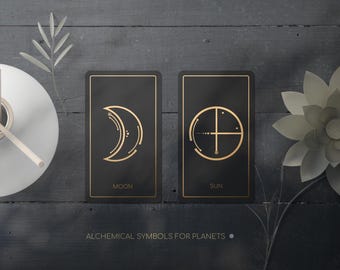 Alchemistische planeetsymbolen SVG-bundel | Astrologie PNG | Occulte planeetglyphs | Cricut | Hemelse clipart | Commercieel