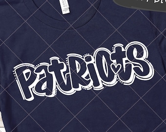 Patriots SVG-klippfil, Patriots maskot SVG, Dxf och png digital nedladdning, maskotnamn för skjorta design. Lagnamn design. Handbokstäver