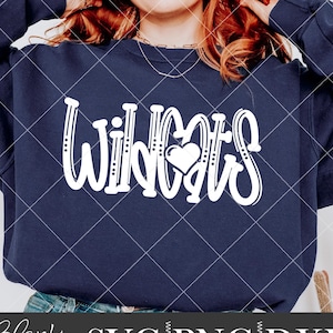 Wildcats SVG Cut File, Wildcats Mascot SVG, Dxf, and png Digital Download, Mascot name shirt design. Team name design. Hand Lettered