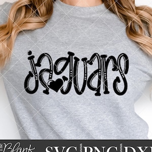 Jaguars SVG Cut File, Jaguars Mascot SVG, Dxf, and png Digital Download, Mascot name shirt design. Team name design. Hand Lettered
