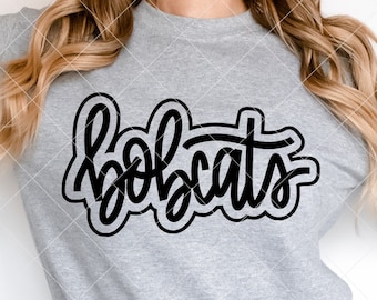 Bobcats SVG Cut File, Outlined Bobcats Mascot SVG, Dxf, and png Digital Download, Mascot name shirt design. Team name design. Hand Lettered