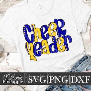 Cheerleader SVG Cut File, Cheerleader Doodle SVG, DXF, and png Digital Download, Cheerleader Cut file, Hand Lettered