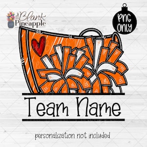 Cheer Design Png, Cheer Megaphone and Pom Poms in Orange Png, ADD YOUR OWN Name, Cheer Sublimation Png, Cheerleading shirt design