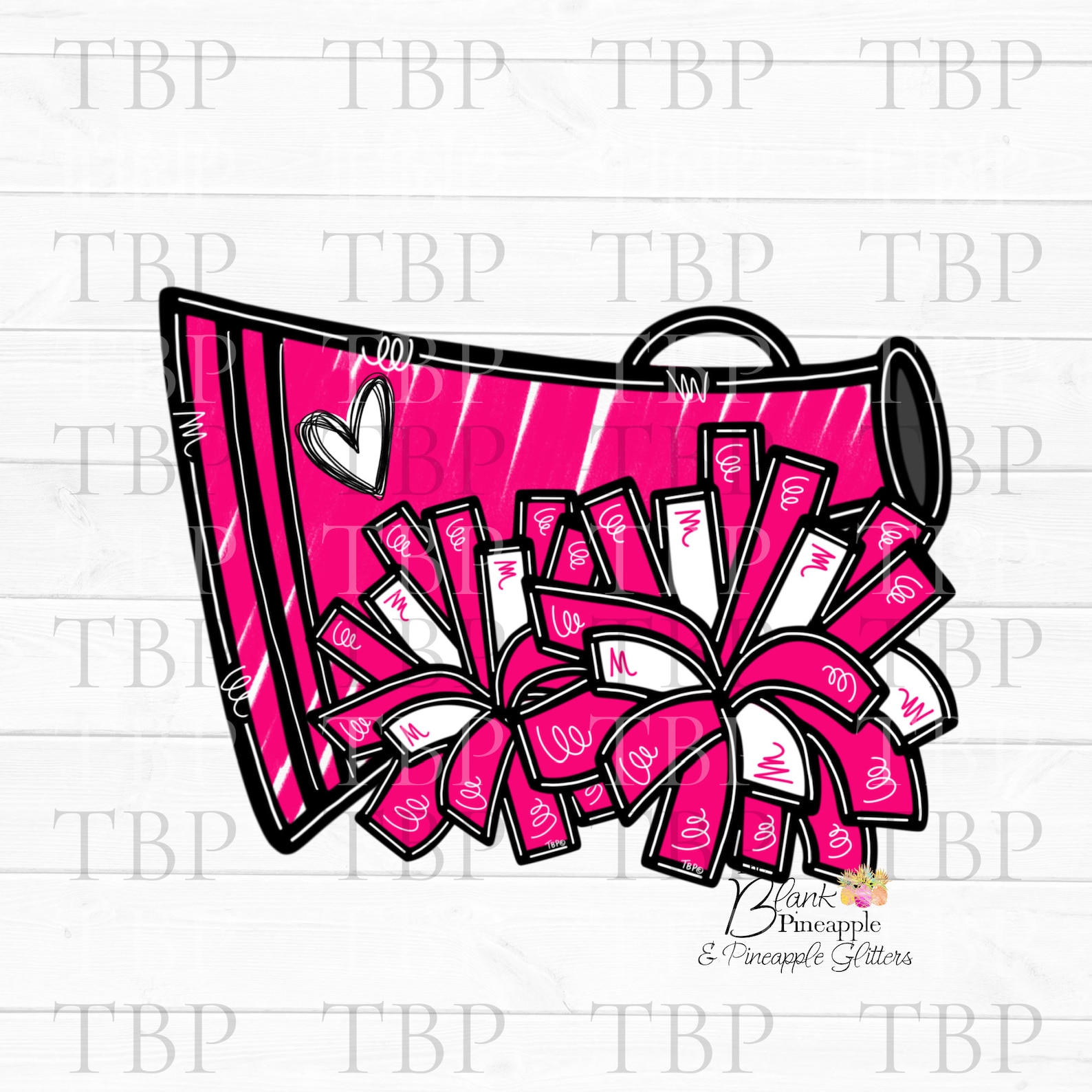 Cheer Design PNG Cheer Megaphone and Pom Poms in Pink Cheer - Etsy