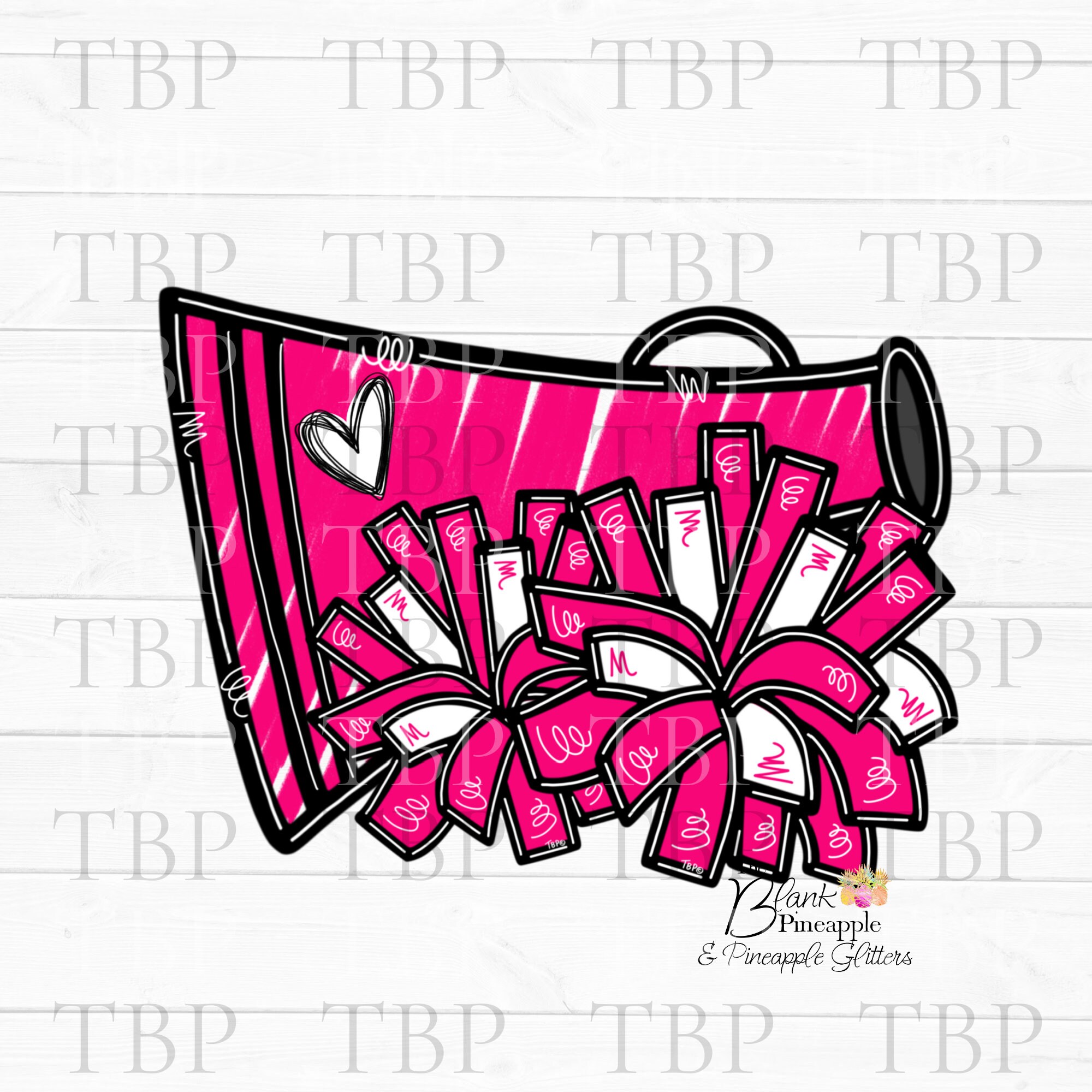 Cheer Design PNG Cheer Megaphone and Pom Poms in Pink Cheer Etsy