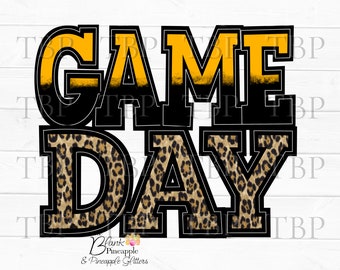 Football Design PNG, Football Game Day Leopard Black Yellow Gold (ffb612) Football sublimation design, Football Design, Football Game design