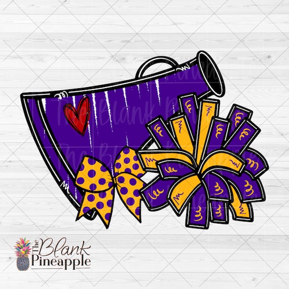 Cheer Design PNG Cheer Megaphone and Pom Poms With Bow in - Etsy