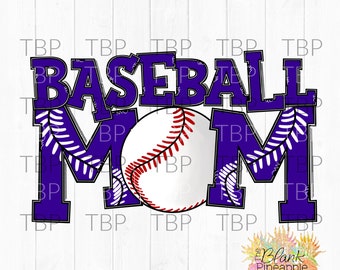Diseño de béisbol PNG, Mamá de béisbol PNG púrpura, Diseño de sublimación de béisbol, Béisbol PNG 300dpi, Diseño de camiseta de béisbol