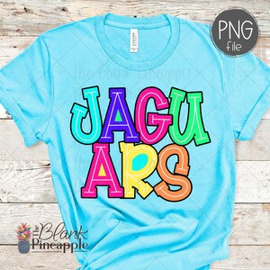 Jaguars Mascot PNG, Colorful Jaguars Mascot design outlined in black, Jaguars mascot shirt png. PNG design for Dtg, Dtf, and Sublimation