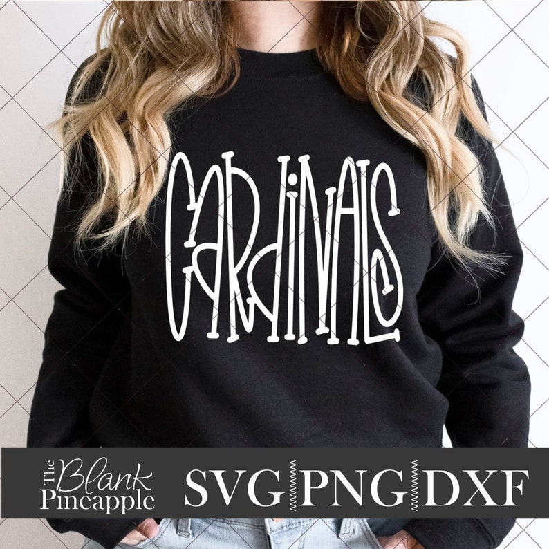 Cardinals mascot svg cut file. Team name svg, dxf, and png. Team name shirt design. Sports shirt design. The Blank Pineapple
