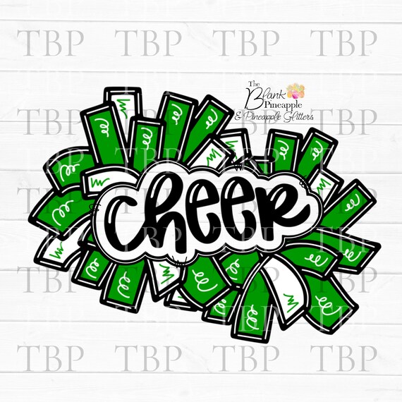 Cheer Design Cheer Pom Poms in Green PNG Clipart Sublimation - Etsy