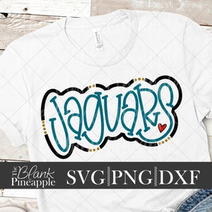 Jaguars SVG Cut File, Jaguars Mascot SVG, Dxf, and png Digital Download, Mascot name shirt design. Team name design. Hand Lettered