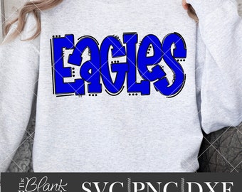 Eagles gesneden SVG-bestand, Eagles mascotte SVG, DXF en png digitale download, mascotte naam shirtontwerp. Ontwerp teamnaam. Met de hand beletterd