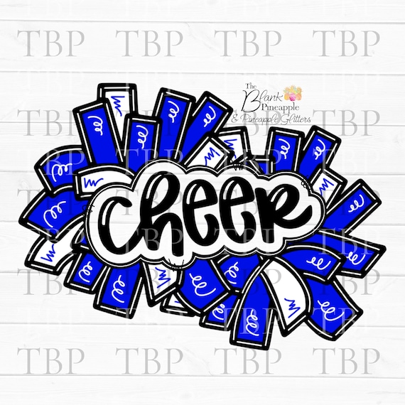 Cheer Design Cheer Pom Poms in Blue PNG Clipart Sublimation Etsy