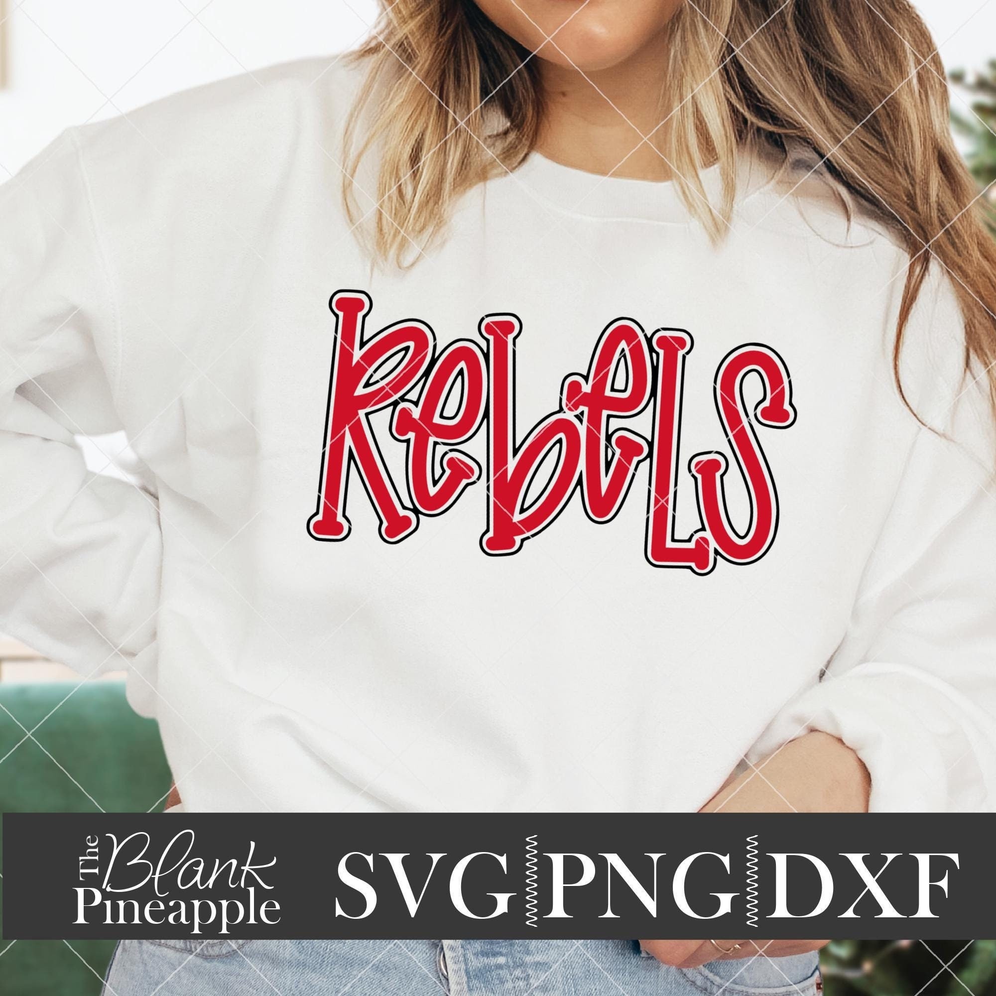 Rebels SVG Cut File, Outlined Rebels Mascot SVG, Dxf, and Png. Mascot ...