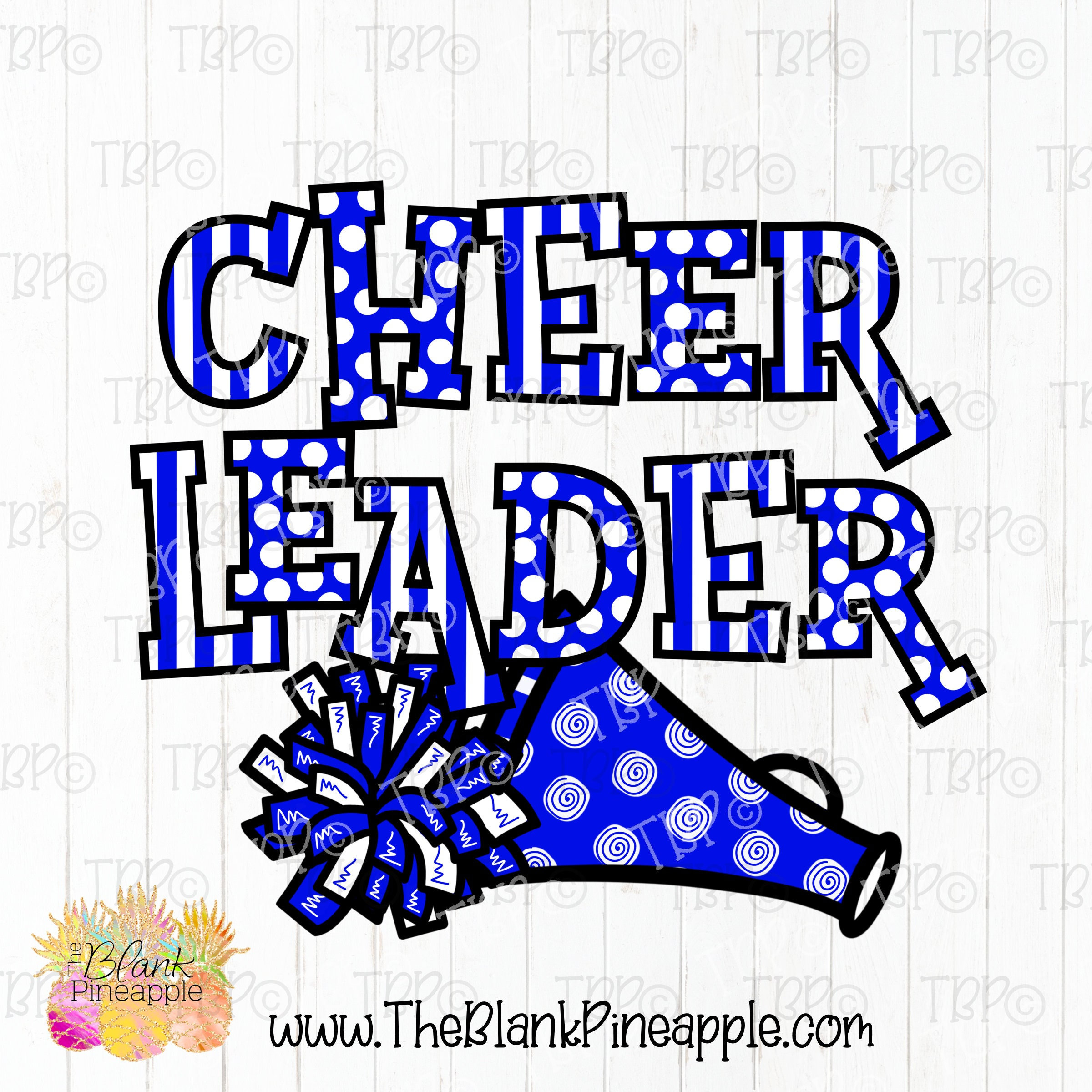 Drawing & Illustration Cheer Megaphone and Pom Poms with Bow in Blue ...