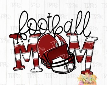 Football Design PNG, Football Mom with Helmet Striped Dark Red PNG 300dpi, Football sublimation design, Football Mom PNG