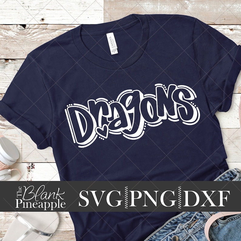 Dragons Mascot Cutting File SVG, Dragons shirt design. Team mascot design. The Blank Pineapple.