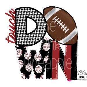 Touch DOWN Football Design Crimson & Houndstooth PNG 300dpi Download ready for Sublimation Download or Printing Vinyl Sublimation Design