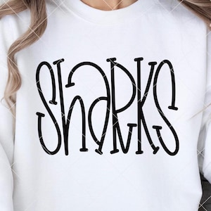 Sharks SVG Cut File, Jaguars Mascot SVG, Dxf, and png Digital Download, Mascot name shirt design. Team name design. Hand Lettered