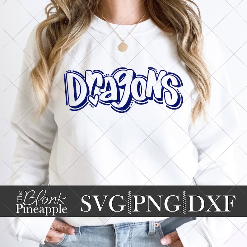 Dragons Mascot Cutting File SVG, Dragons shirt design. Team mascot design. The Blank Pineapple.