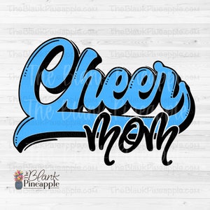 Cheer Design PNG, Cheer Mom Swash Design in Light Blue, Cheerleading Sublimation Design, Cheer Mom PNG, Cheer mom sublimation 300dpi