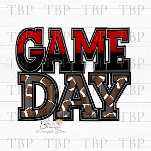 Football Design PNG, Football Game Day in Red and Black, Football sublimation design, Football shirt Design, Football Game day png