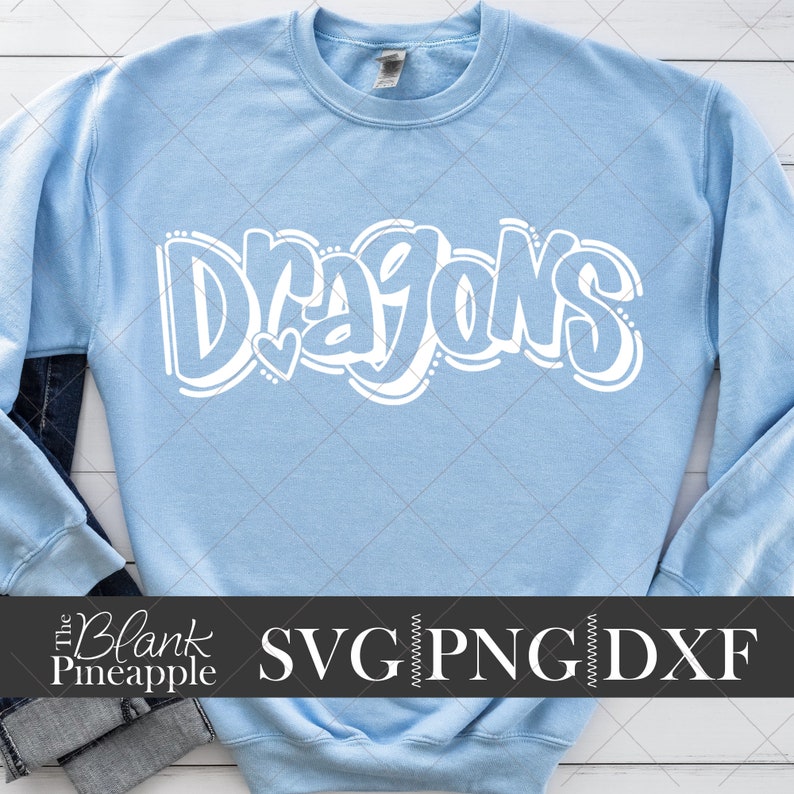 Dragons Mascot Cutting File SVG, Dragons shirt design. Team mascot design. The Blank Pineapple.