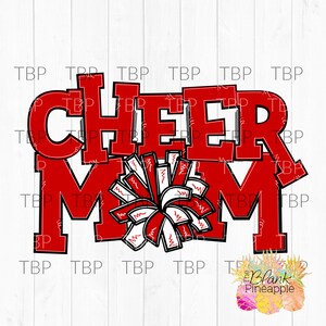 Cheer Design PNG, Cheer Mom Red PNG, Cheerleading design, Cheer sublimation design PNG