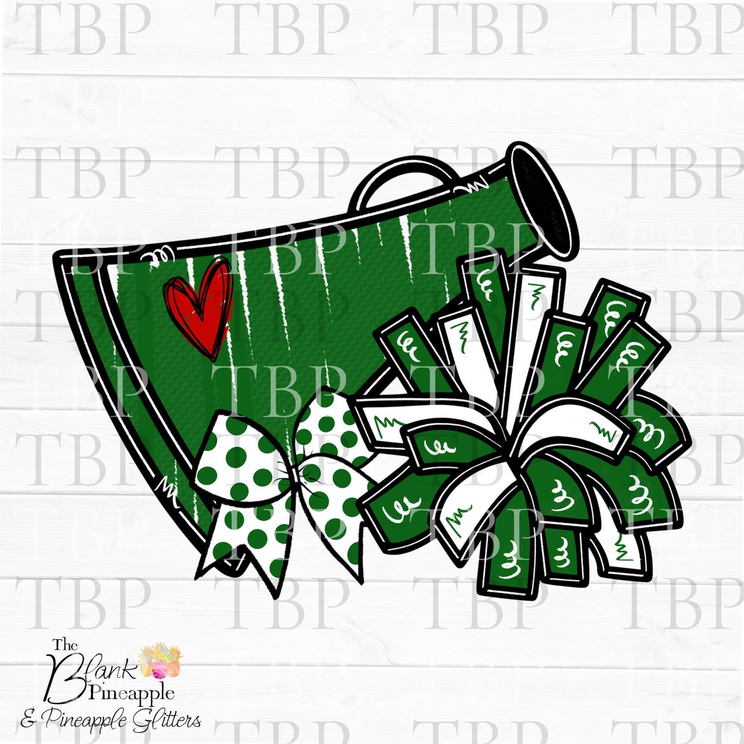 Cheer Design PNG Cheer Megaphone and Pom Poms With Bow in - Etsy